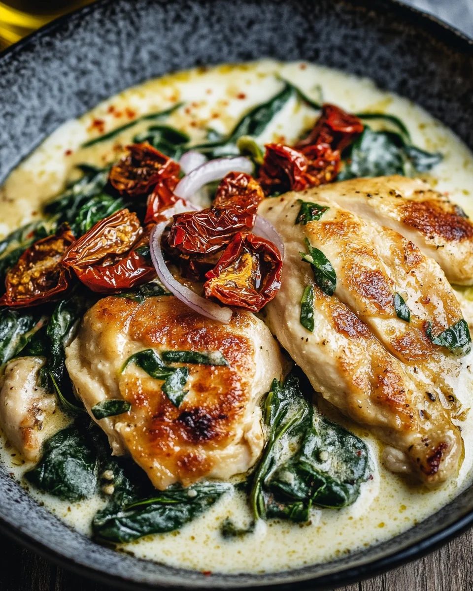Spinat Parmesan Hähnchen 18 Spinat