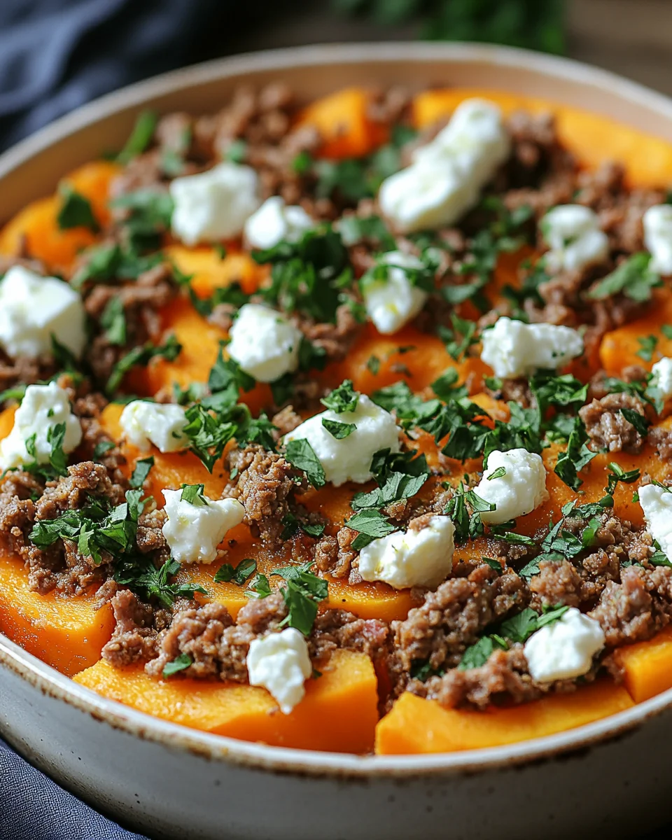 S&uuml;&szlig;kartoffel-Hackfleisch-Auflauf