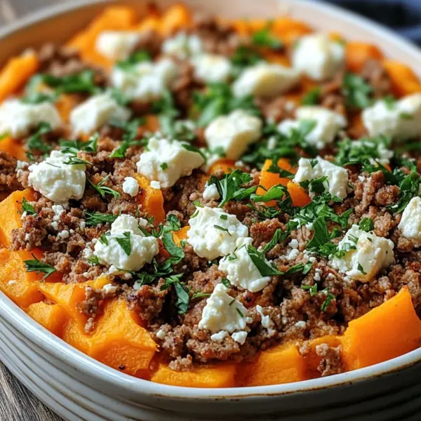 Süßkartoffel-Hackfleisch-Auflauf mit Feta