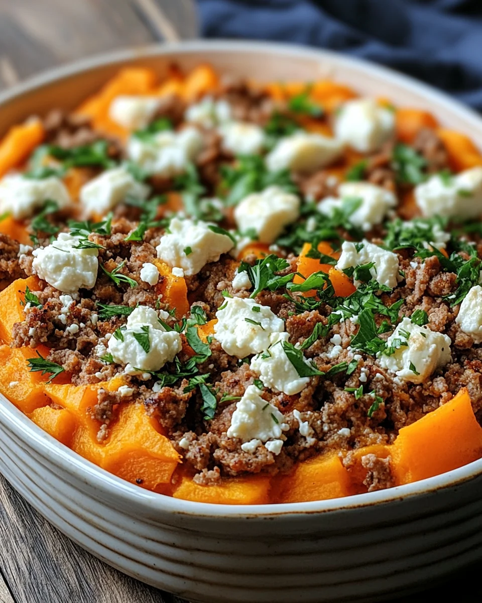 S&uuml;&szlig;kartoffel-Hackfleisch-Auflauf mit Feta