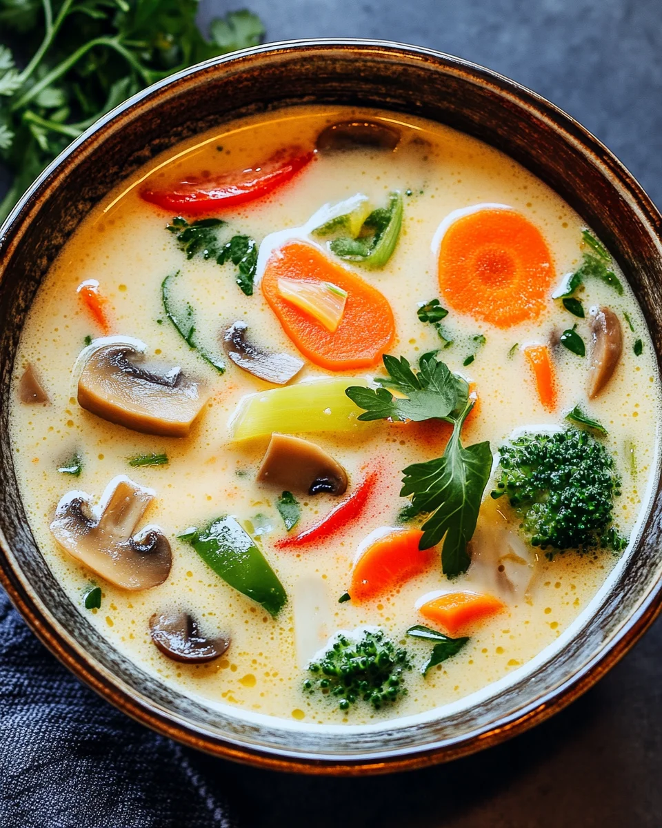 Thai-Kokos-Suppe mit Gemüse