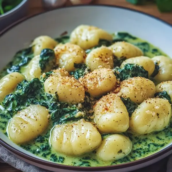 Vegane Gnocchi mit cremiger Spinatsauce