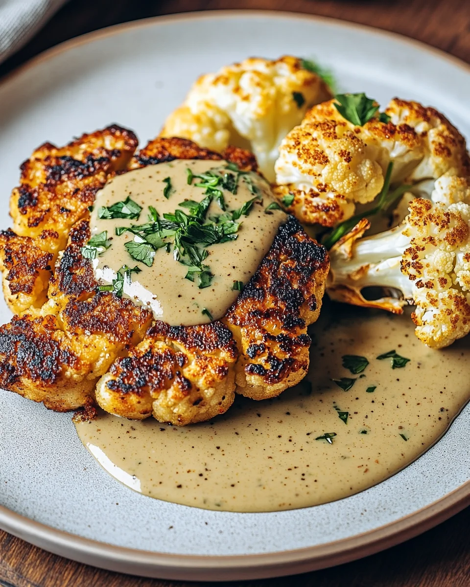Blumenkohlsteak mit Pfefferrahmsauce 25 Blumenkohlsteak mit Pfefferrahmsauce