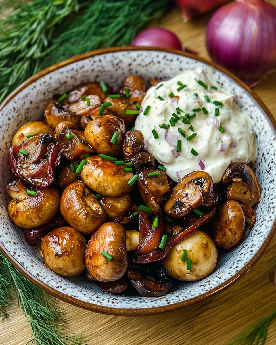 Gebratene Champignons mit KnoblauchdipGebratene Champignons mit Knoblauchdip