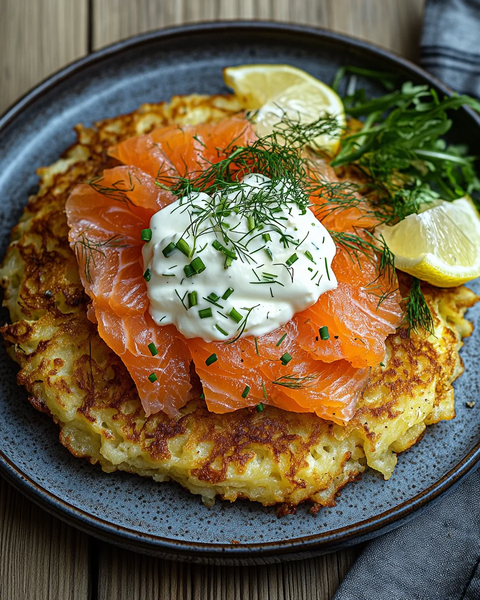Großer Rösti mit Frischkäse und Lachs