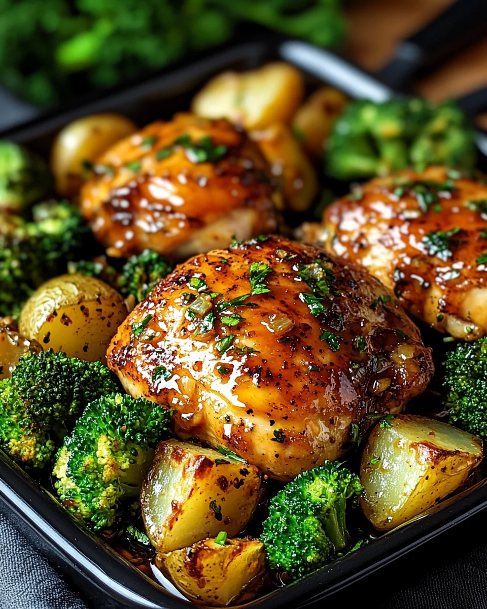 Honey-Garlic Chicken with Broccoli and Potatoes