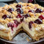 K&auml;sekuchen mit Kirschen