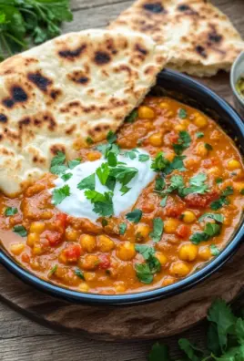 Kichererbsen-Curry mit Naan Brot