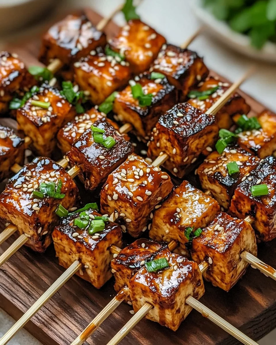 Knoblauch-Soja-Glasierte Tofu-Spieße 18 Knoblauch-Soja-Glasierte