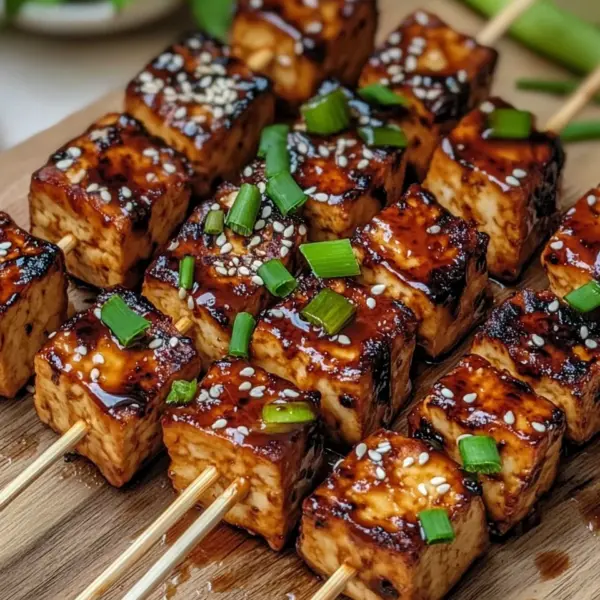Knoblauch-Soja-Glasierte Tofu-Spieße