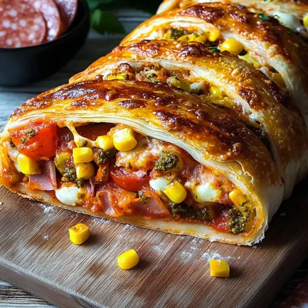 Pizza-Strudel aus fertigem Pizzateig
