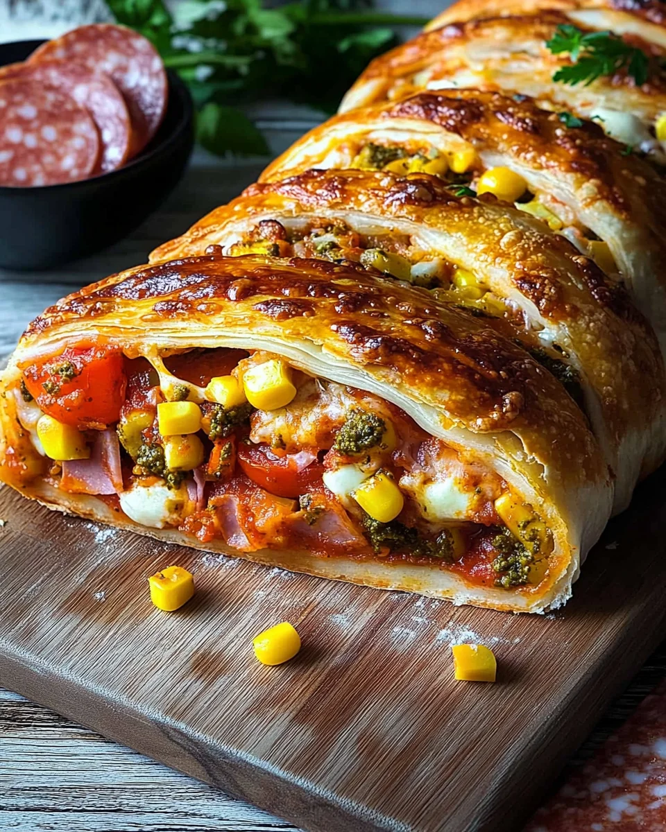 Pizza-Strudel aus fertigem Pizzateig