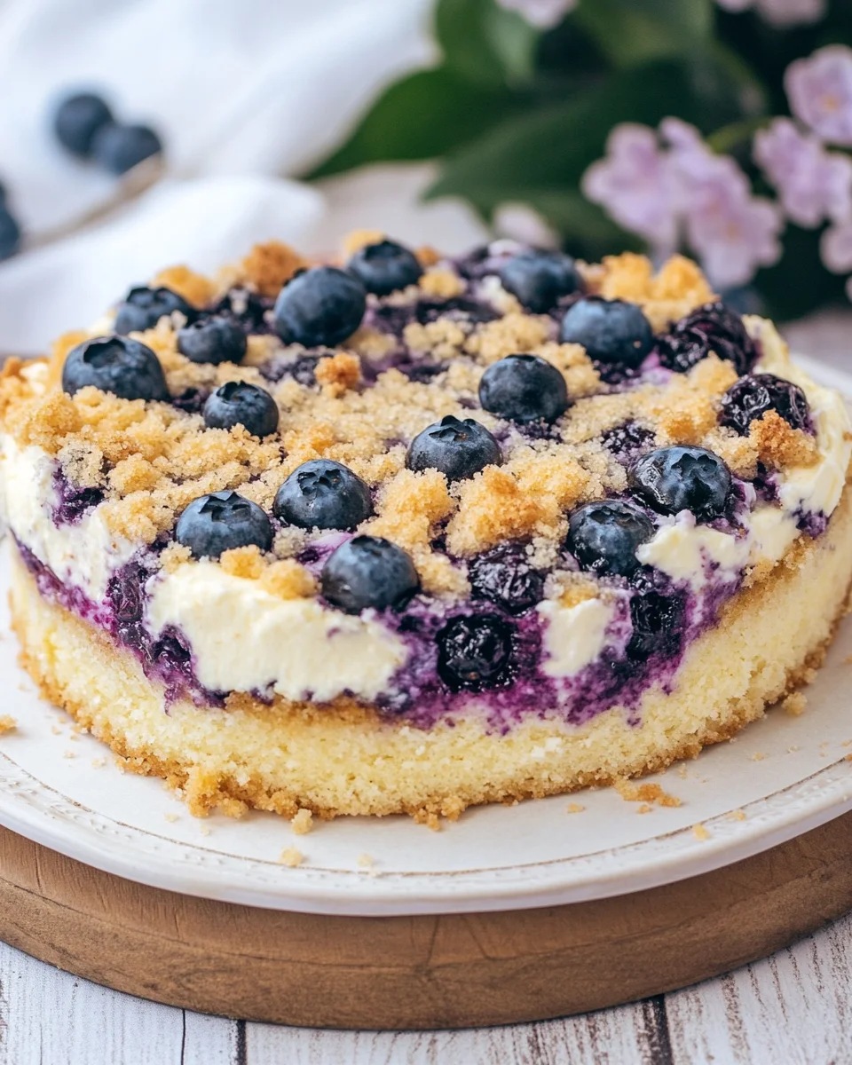 schneller Blaubeer-Quark-Kuchen mit Streuseln
