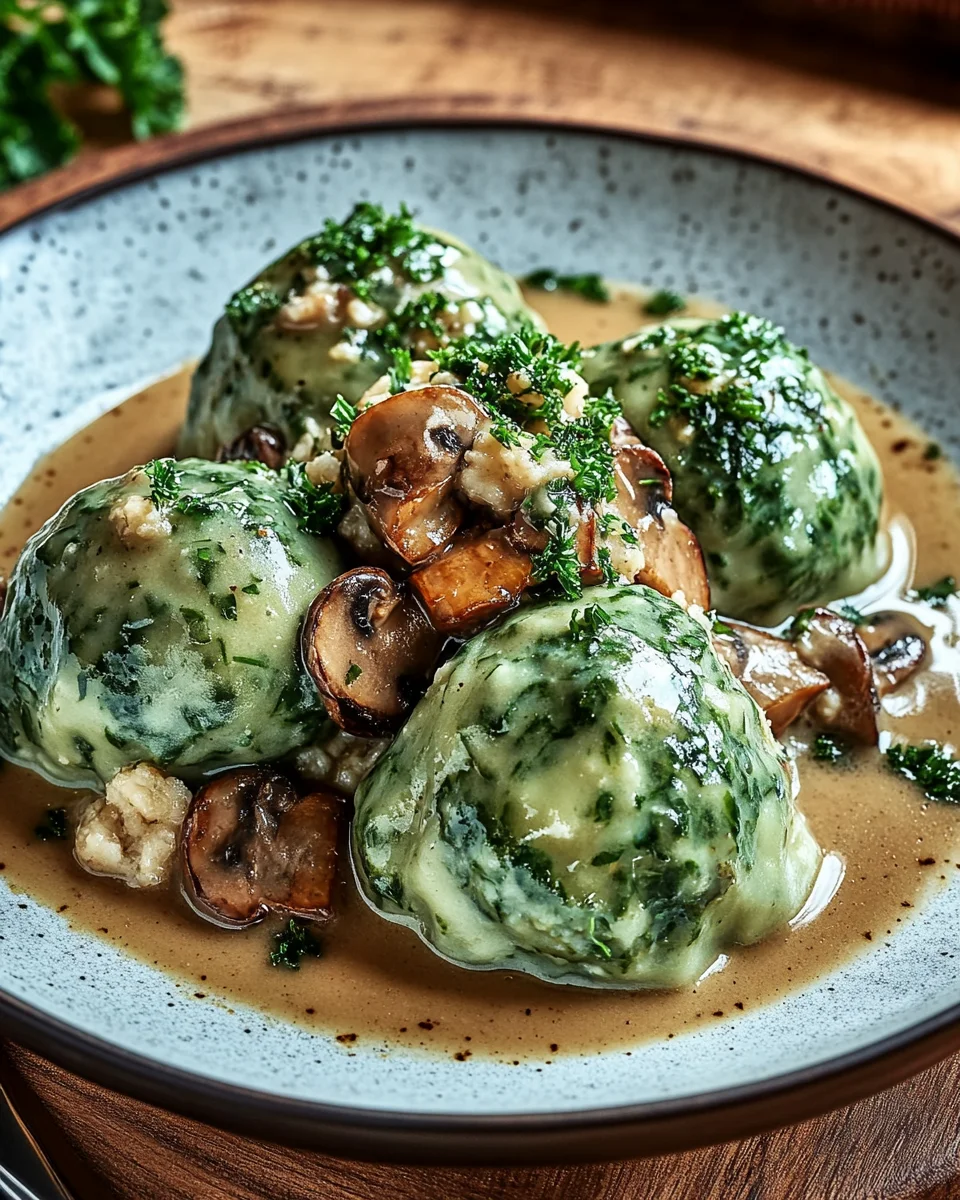 Spinat-Knödel mit Pilzragout 22 Spinat-Knödel mit Pilzragout