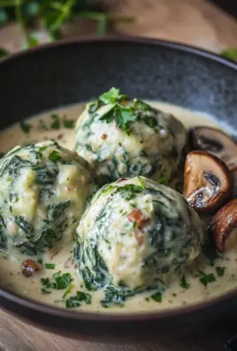 Südtiroler Spinatknödel mit Pilzrahm 30 Südtiroler Spinatknödel mit Pilzrahm