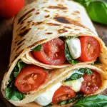 Vegetarischer Wrap mit Tomate und Mozzarella