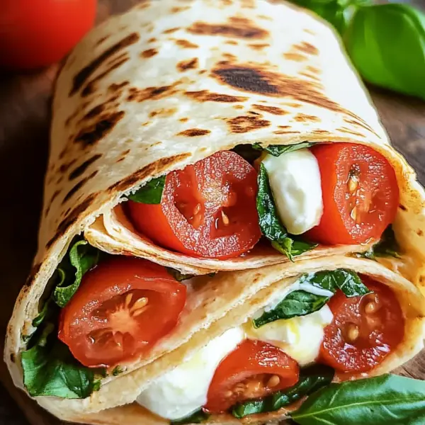 Vegetarischer Wrap mit Tomate und Mozzarella