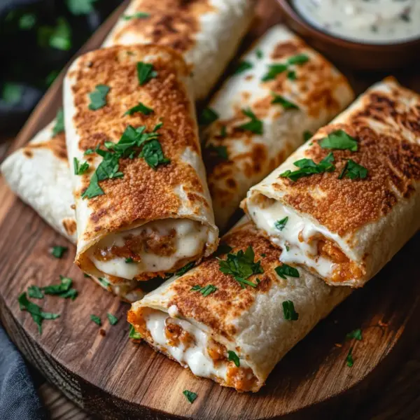 Crispy Cheesy Garlic Chicken Wraps