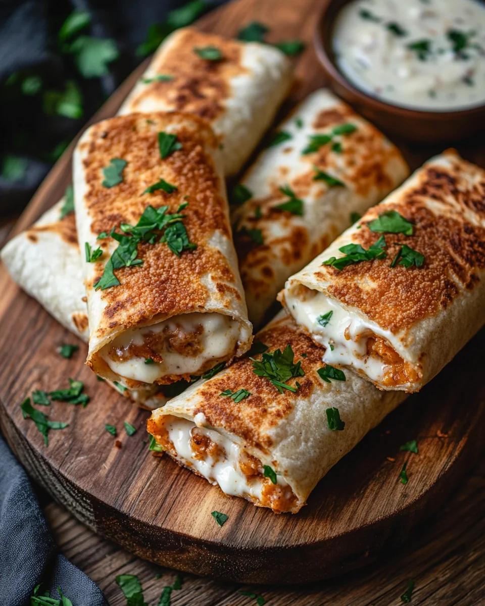 Crispy Cheesy Garlic Chicken Wraps