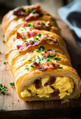 Frühstücksrollen mit Rührei, Käse und Speck