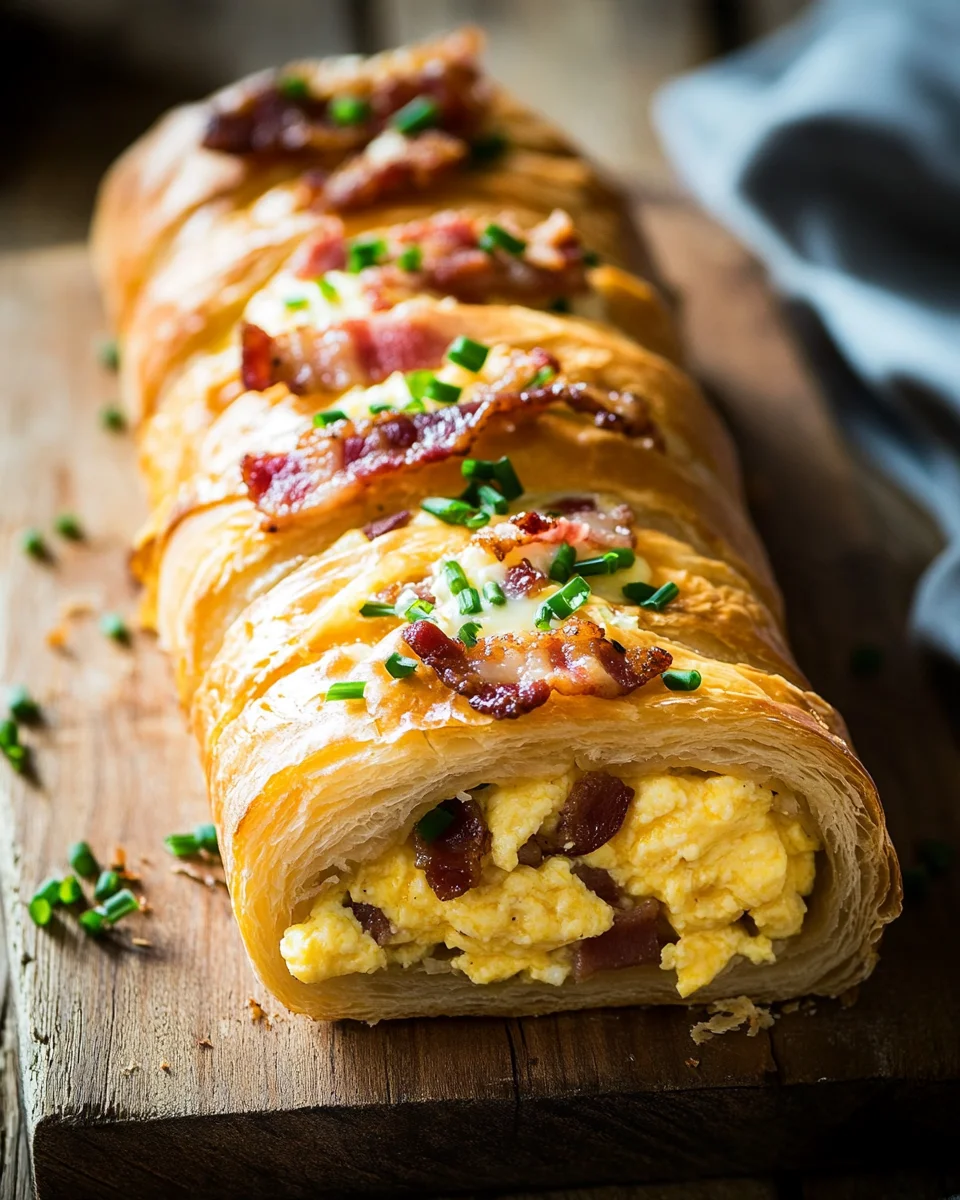 Frühstücksrollen mit Rührei, Käse und Speck