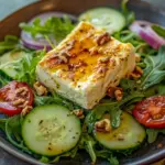 Gebackener Feta auf Gemischtem Salat