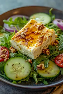 Gebackener Feta auf Gemischtem Salat