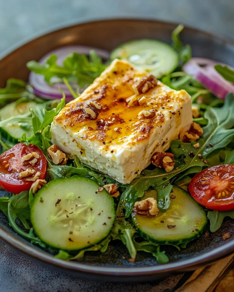 Gebackener Feta auf Gemischtem Salat