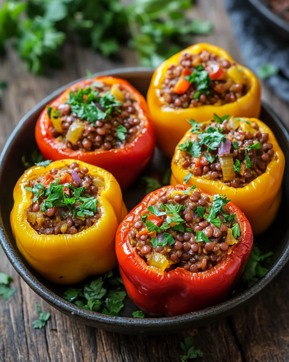 Gef&uuml;llte Spitzpaprika mit roten Linsen