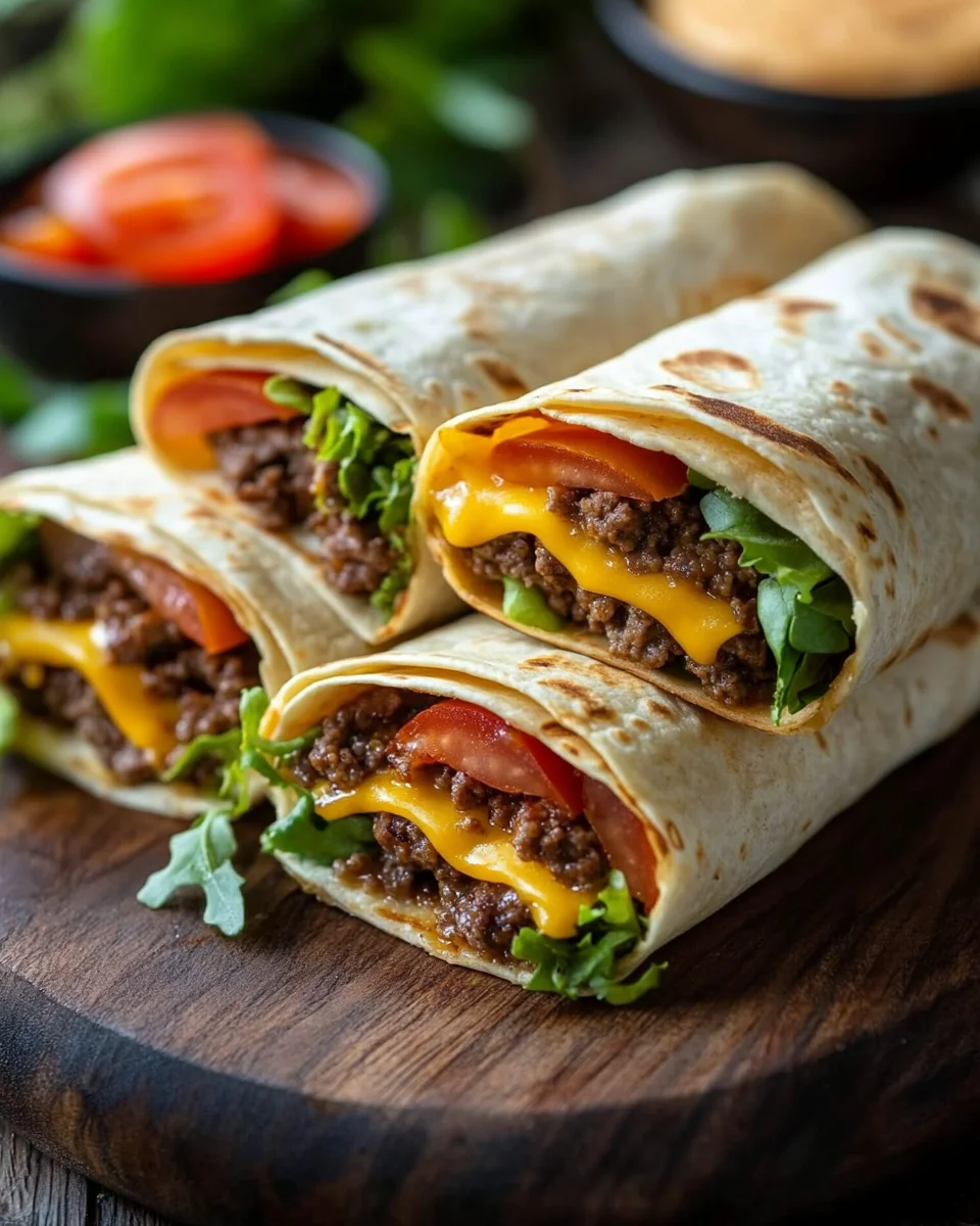 Gegrillte Cheeseburger-Wraps