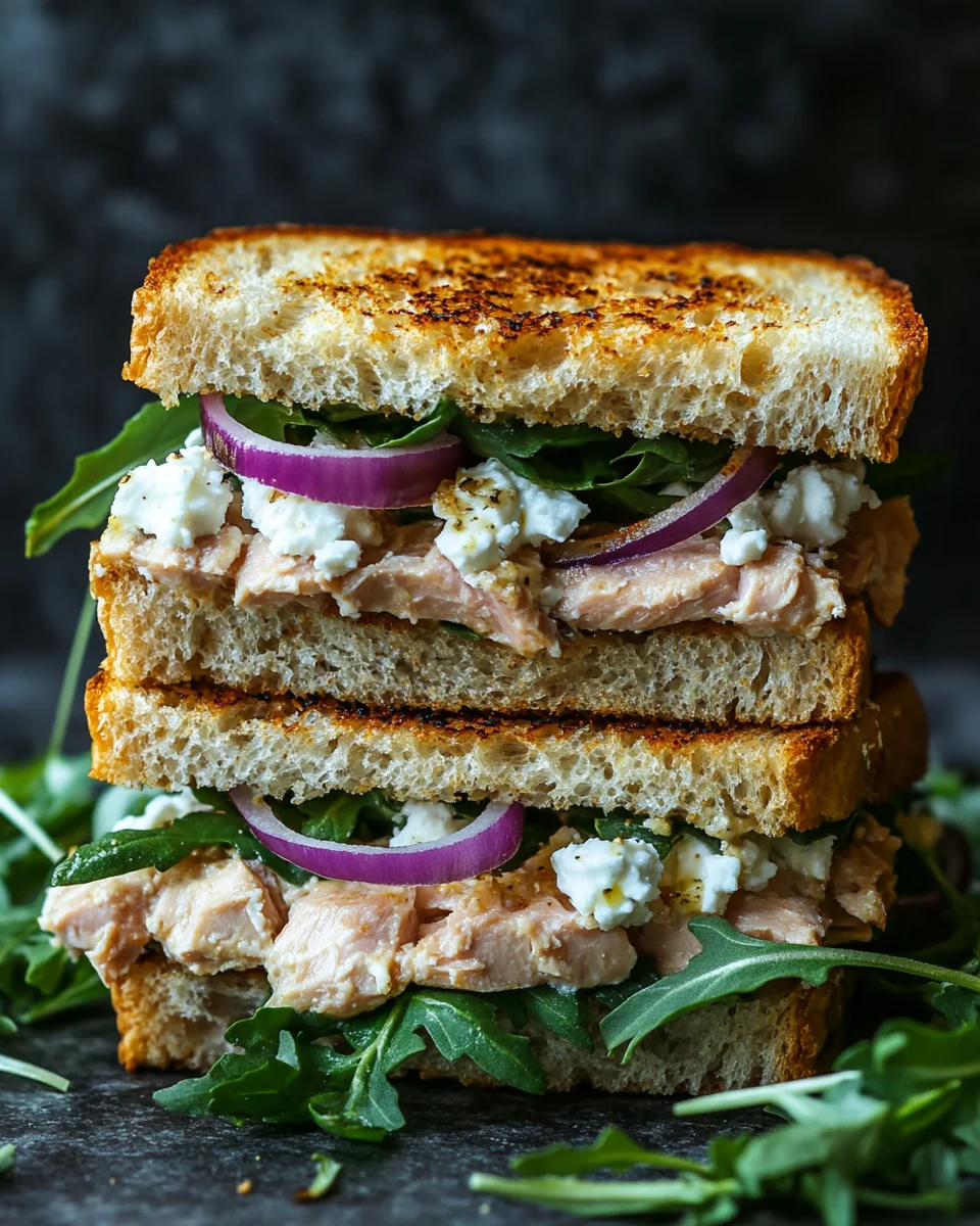 Gegrilltes Thunfisch-Sandwich mit Feta
