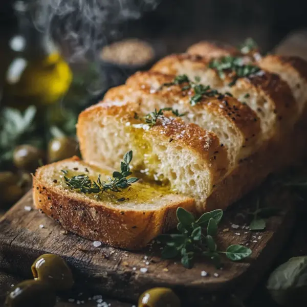 Grillbrot mit Olivenöl und Meersalz