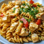 Nudel-H&auml;hnchensalat mit Fr&uuml;hlingszwiebeln