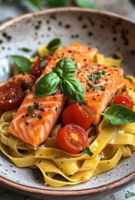 Ofen-Lachs-Pasta mit Tomaten