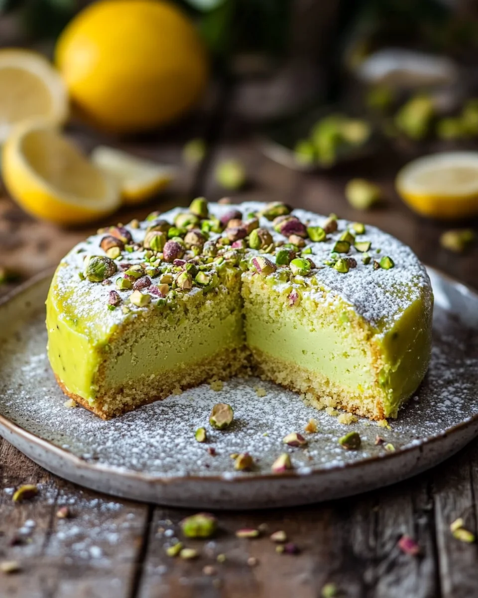 Pistazienkuchen mit Zitrone und Mandeln