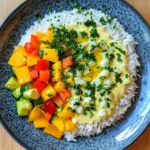 Reis mit Gem&uuml;se-Frischk&auml;se-Sauce