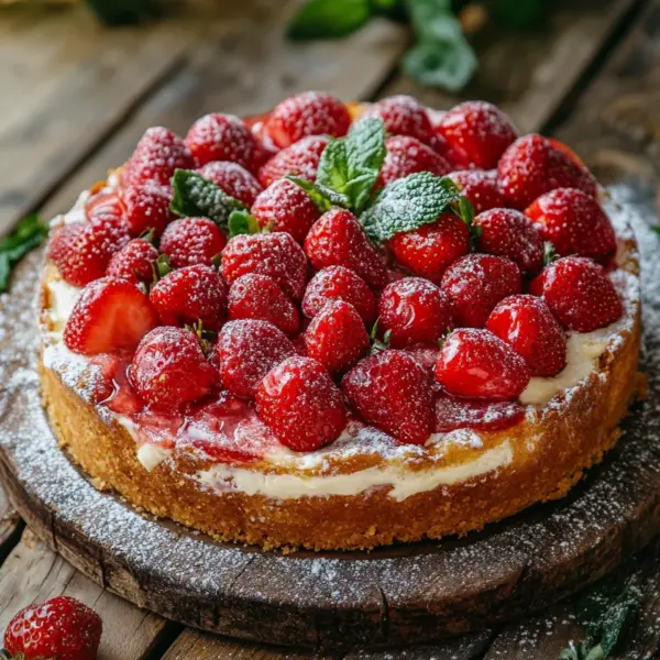 Schneller Erdbeerkuchen mit Schmand
