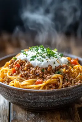 Türkische Pasta mit Hackfleisch und Joghurt-Sauce