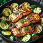 Zucchinipfanne mit Lachs