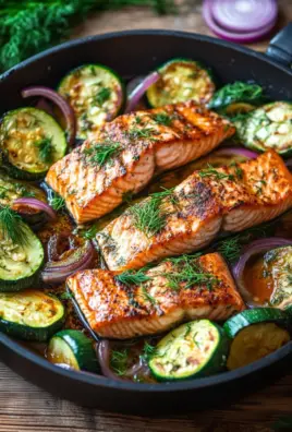 Zucchinipfanne mit Lachs