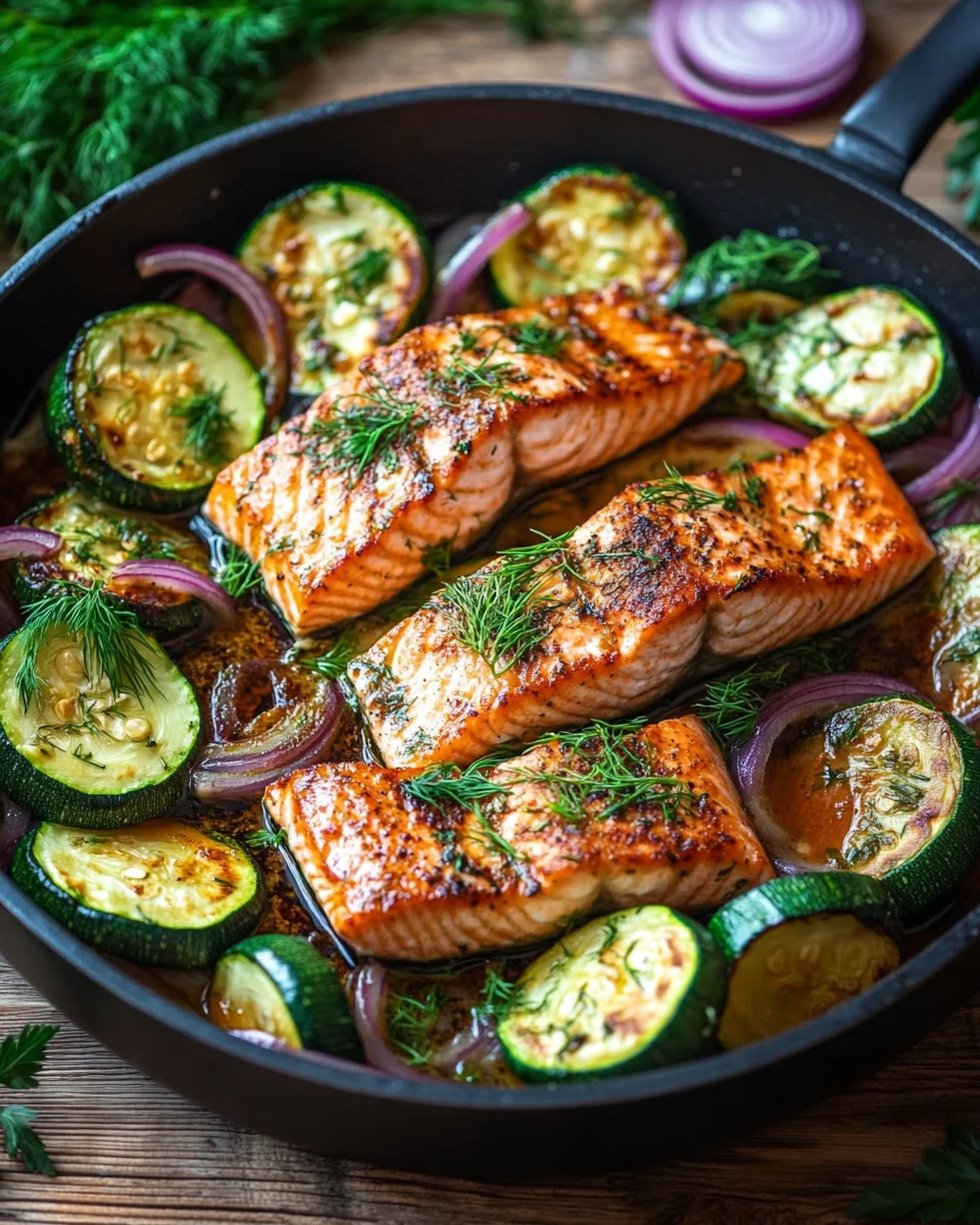 Zucchinipfanne mit Lachs